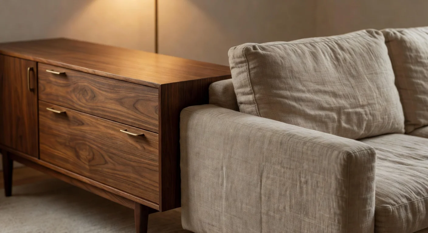 High-quality vintage walnut credenza used in premium home decor.